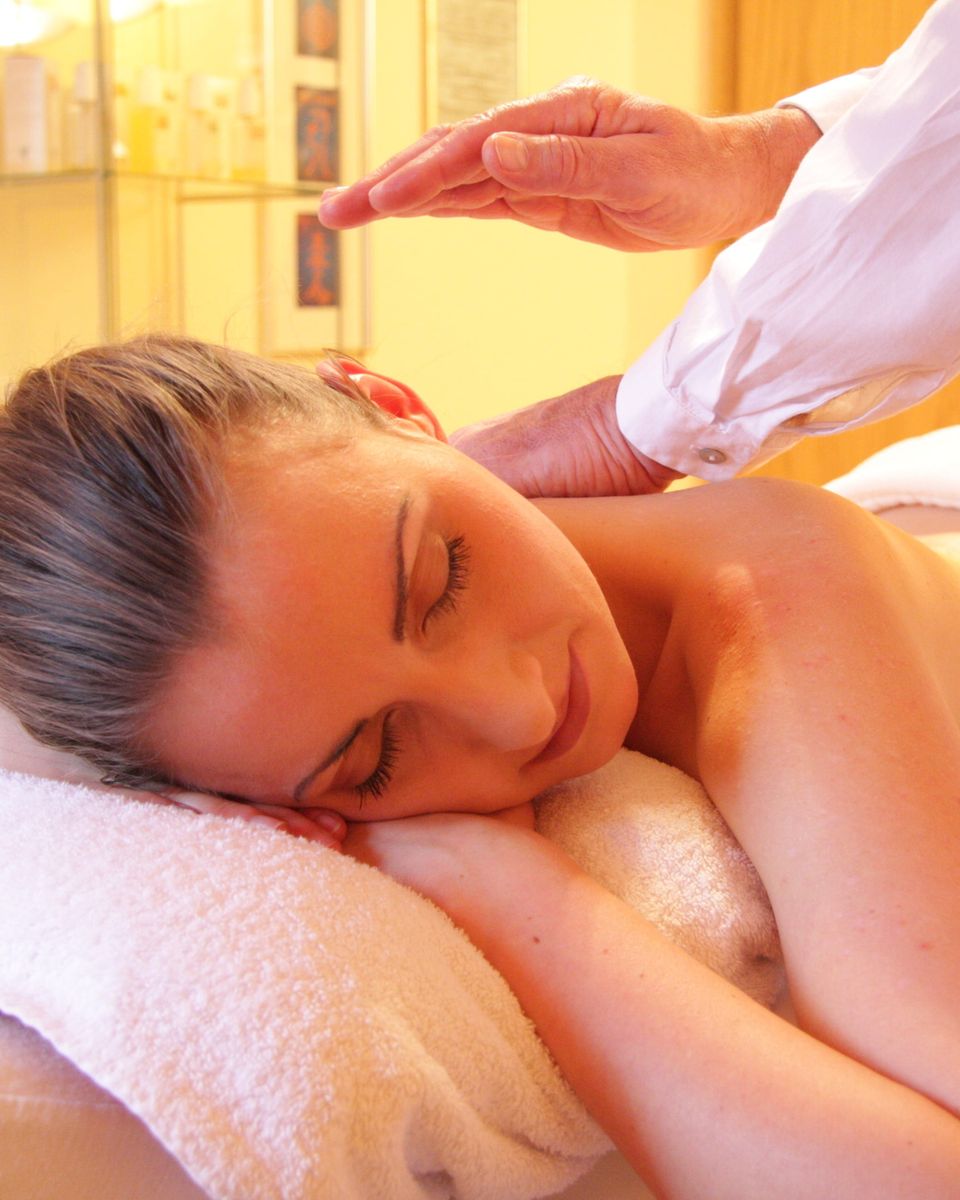 A guest relaxing during a massage